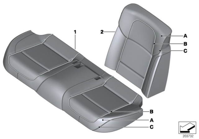 2012 BMW 740i Individual Cover Basic Seat, Rear Diagram