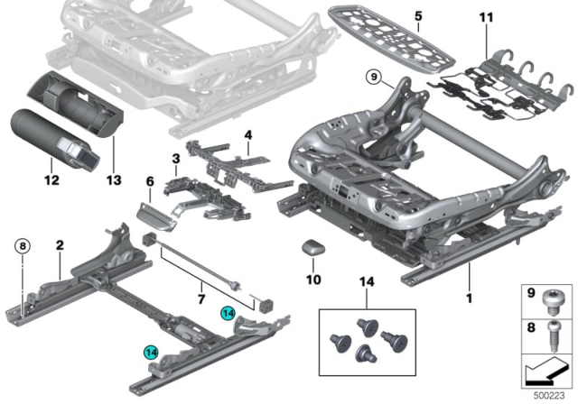 2019 BMW X6 M Seat Frame, Electric. Right Diagram for 52107329932