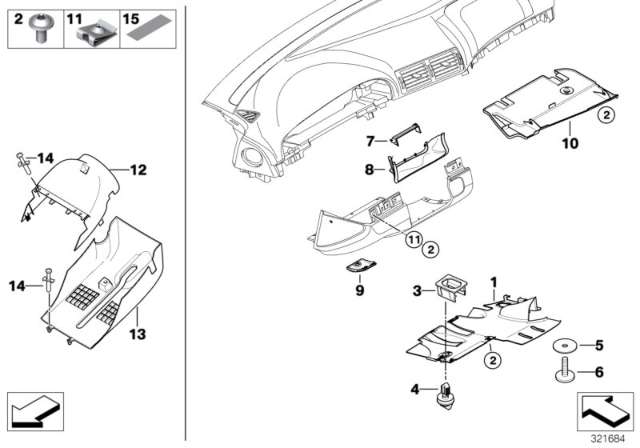 2000 BMW 528i Instrument Carrier / Mounting Parts Diagram