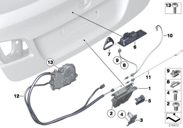2015 BMW 535i Trunk Lid / Closing System Diagram