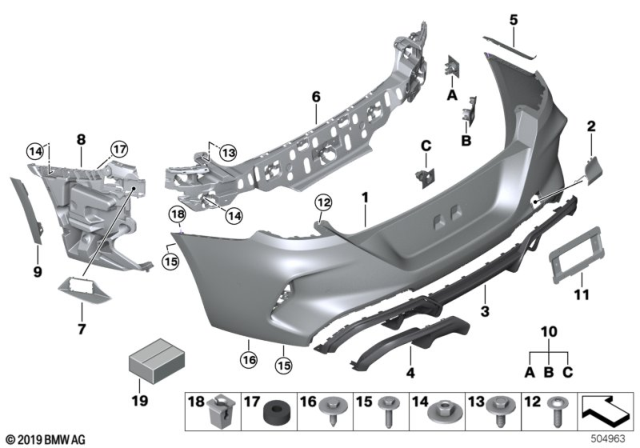 2020 BMW M8 TRIM PANEL, BUMPER, REAR, BO Diagram for 51128074869