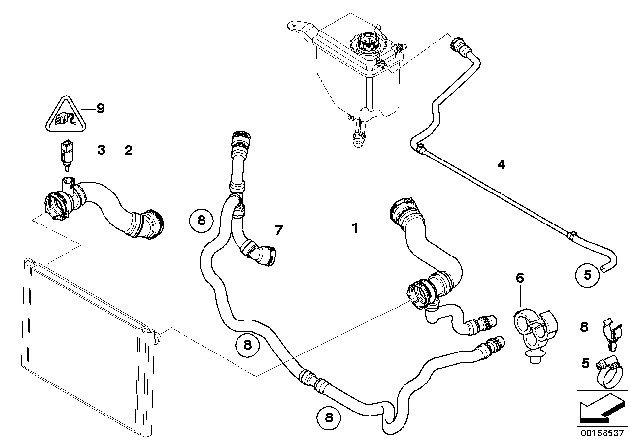2009 BMW 528i Cooling System - Water Hoses Diagram 1