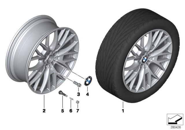 2013 BMW 320i BMW LA Wheel, Cross-Spoke Diagram 1