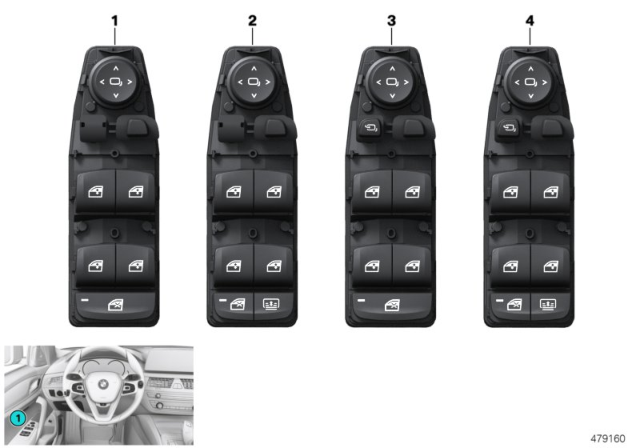 2019 BMW 530i Door Window Switch Diagram for 61316832729