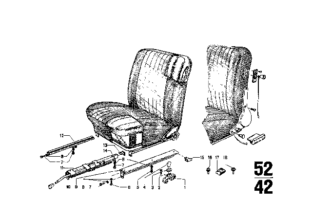 1974 BMW 2002 Seat Rail Diagram