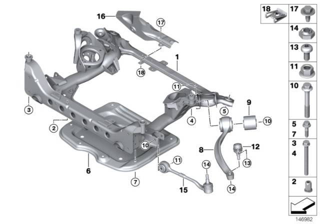 2013 BMW 328i xDrive Front Axle Support Diagram