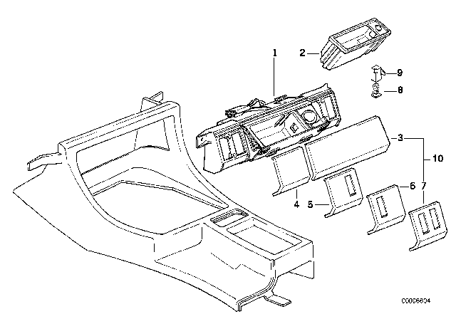 1992 BMW 750iL Covering Center Diagram for 51168127612