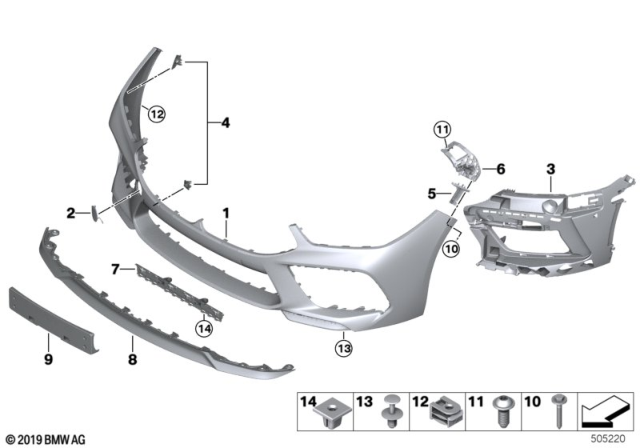 2020 BMW M8 SET OF MOUNTS, FRONT PDC / P Diagram for 51119500676