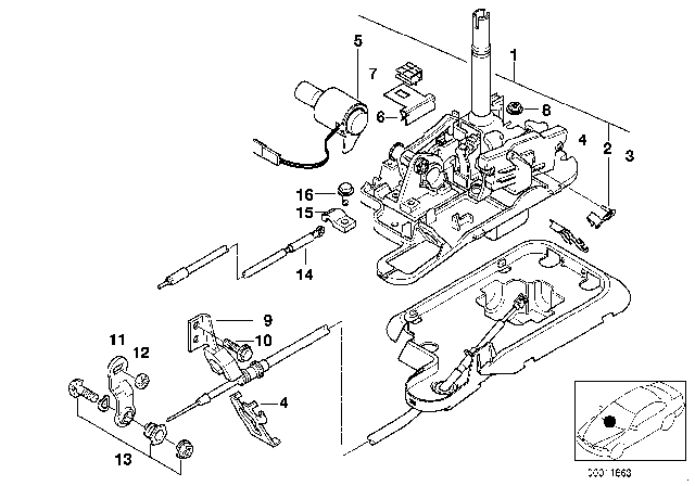 2001 BMW 740i Bowden Cable Lock Diagram for 25161422276