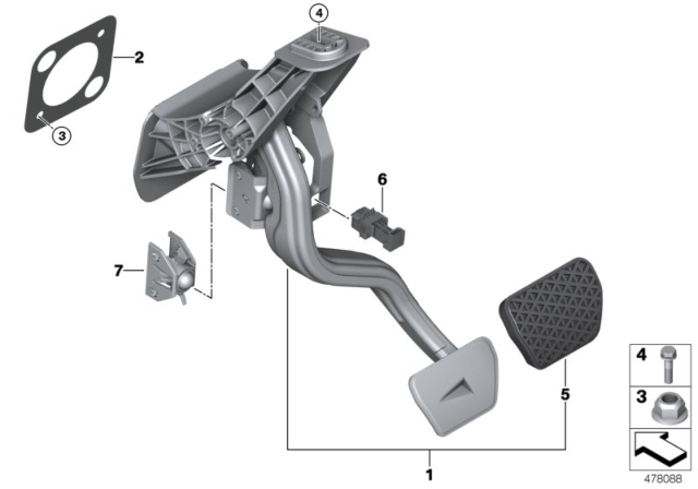 2019 BMW X4 Pedal Assembly, Automatic Transmission Diagram 1