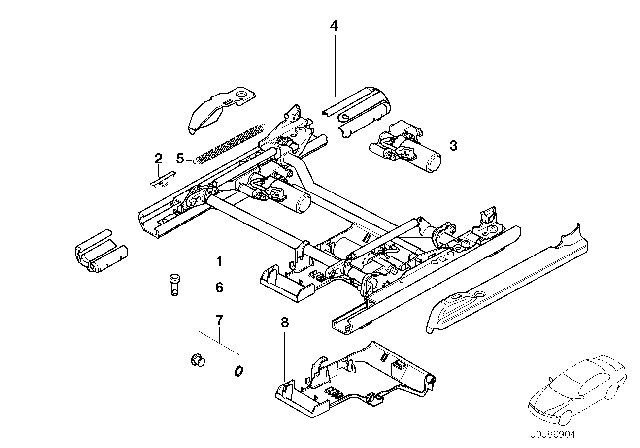 1998 BMW 540i Front Seat Rail Diagram 2