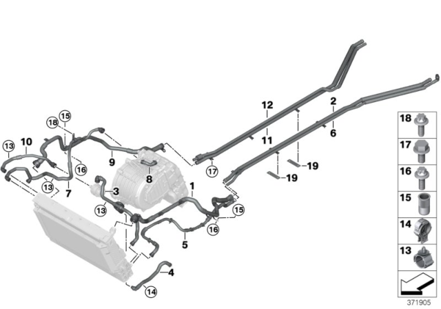2017 BMW i8 Coolant Pipe, Return, Middle Diagram for 17127640825