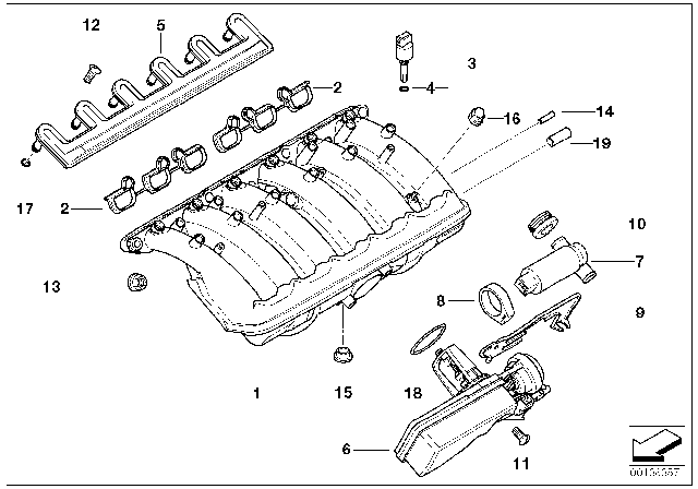 1998 BMW Z3 Intake Manifold System Diagram for 11611439965