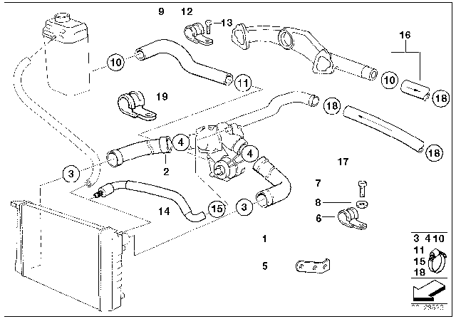 1995 BMW 850Ci Water Hose Diagram for 11531741416