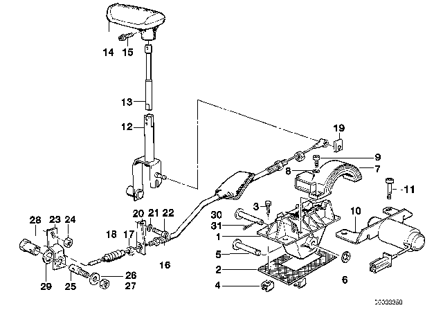 1991 BMW 735i Gear Shift Parts, Automatic Gearbox Diagram