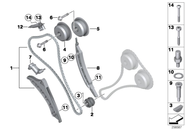 2013 BMW Alpina B7 Timing Gear, Timing Chain Diagram 1