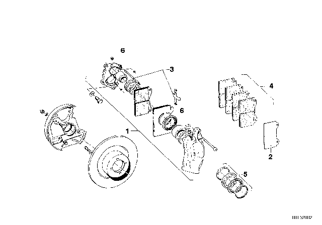1973 BMW 2002tii Brake Disc / Caliper / Mounting Parts / Front Diagram 1
