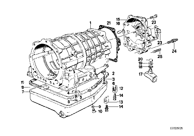 1992 BMW 750iL Housing Parts / Lubrication System (ZF 4HP22/24) Diagram 2