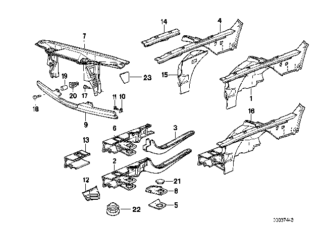 1989 BMW 735i Wheelhouse / Engine Support Diagram