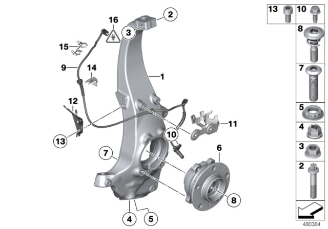 2012 BMW 750Li Wheel Hub With Bearing, Front Diagram for 31206867087