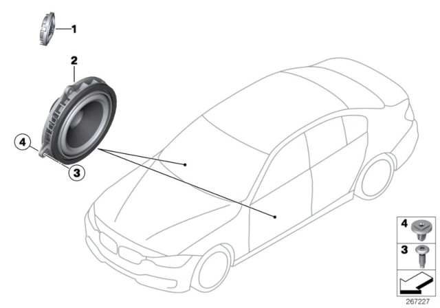 2017 BMW 340i Single Parts For Loudspeaker Diagram 1