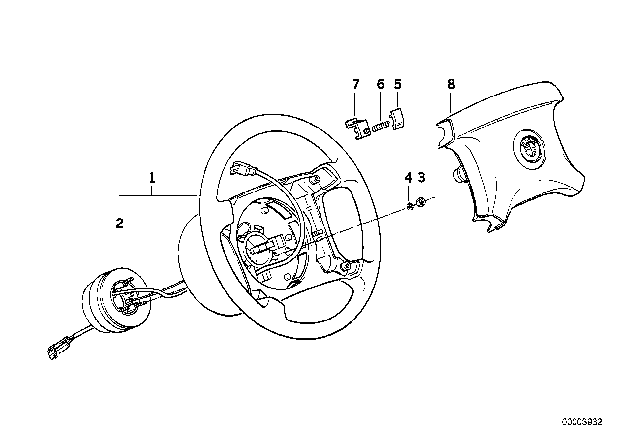 1993 BMW 320i Steering Wheel Airbag Diagram 2
