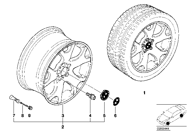 2000 BMW X5 BMW LA Wheel, V-Spoke Diagram 2