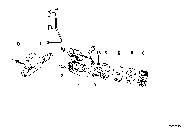 1991 BMW 735i Front Right Door Lock Diagram for 51218105782