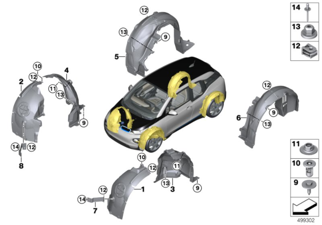 2019 BMW i3s Wheel Arch Trim Diagram