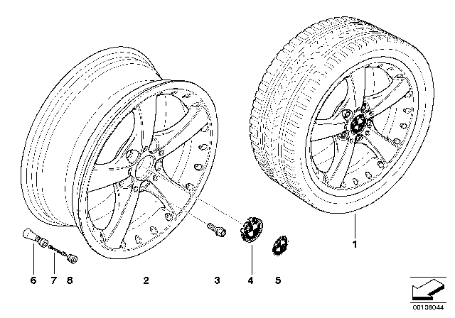 2013 BMW 335i BMW Composite Wheel, Star Spoke Diagram