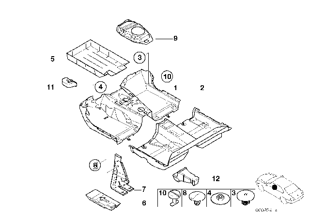 2001 BMW 330i Floor Covering Diagram