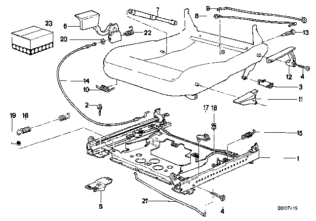 1992 BMW 735i BMW Sports Seat Rail Mechanical Diagram