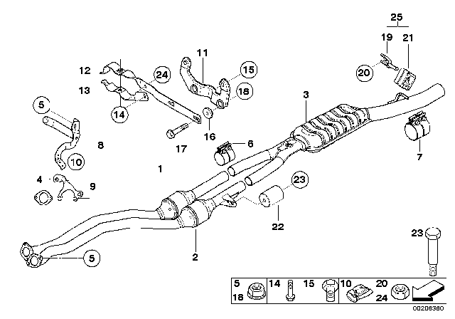 2006 BMW 525i Rubber Mount With Bracket Diagram for 18207510997