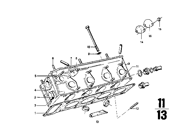 1971 BMW 2002 Cylinder Head & Attached Parts Diagram