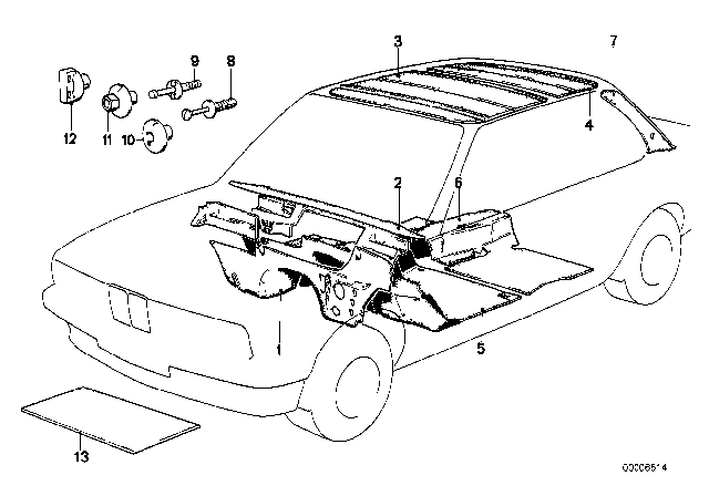1991 BMW M3 Sound Insulation Diagram 2