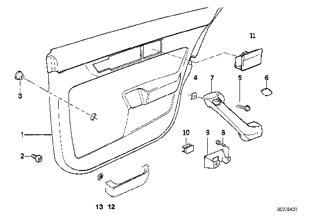1992 BMW 525i Door Lining Vynil Rear Right Diagram for 51428126946