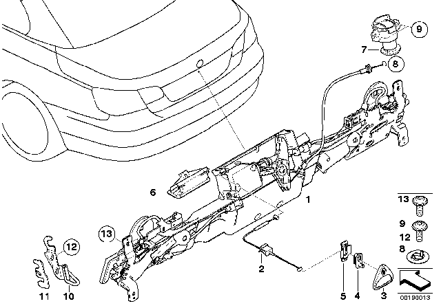 2013 BMW M3 Trunk Lid Lock Diagram for 51247353615