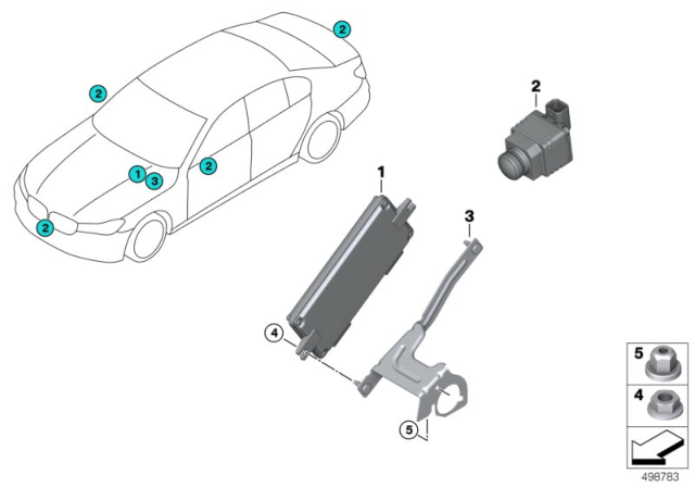 2020 BMW 740i xDrive Surround View Camera / Parking Man.Assistant Plus Diagram