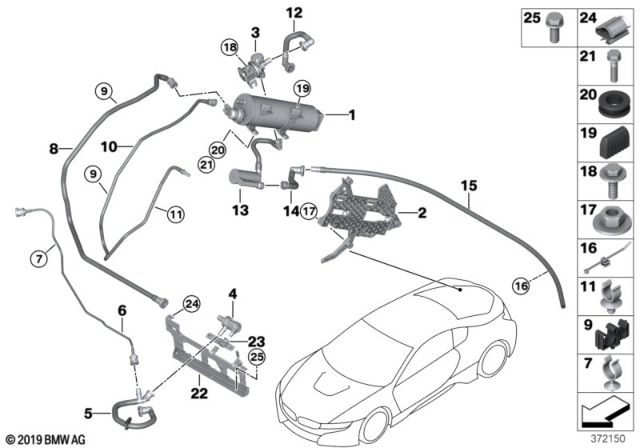 2019 BMW i8 Cable Strap With Bracket Diagram for 61136918644