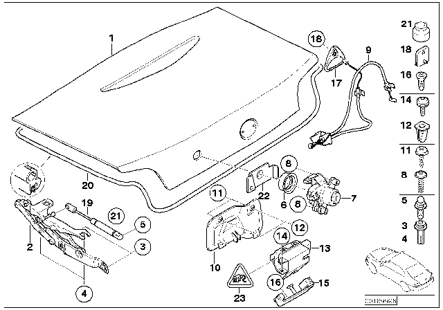 2006 BMW Z4 Single Components For Trunk Lid Diagram