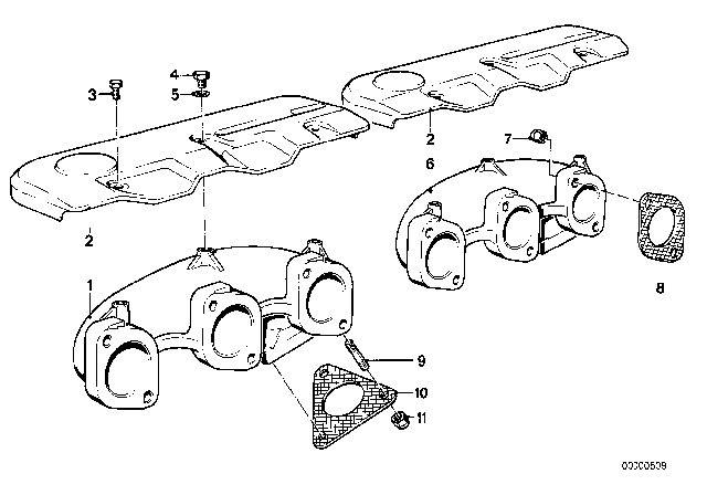 1987 BMW 528e Exhaust Manifold Diagram 1