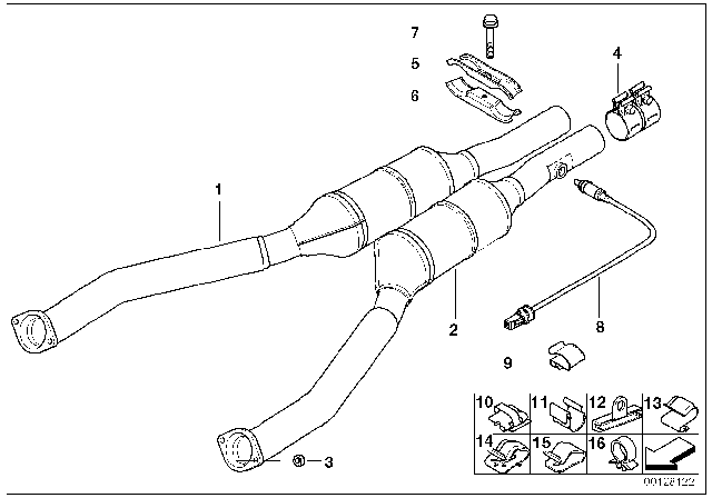 1998 BMW 740i Exhaust Pipe, Catalytic Converter Diagram