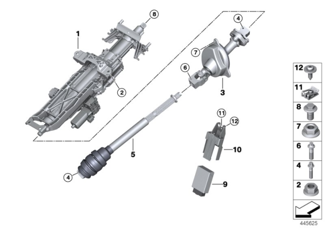 2020 BMW M5 Add-On Parts, Electrical Steering Column Adjusting Diagram