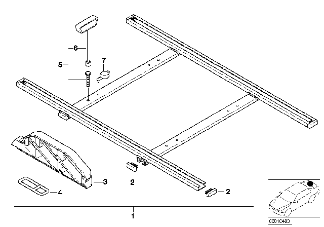 2002 BMW Z3 Ski Rack Diagram for 82729408271