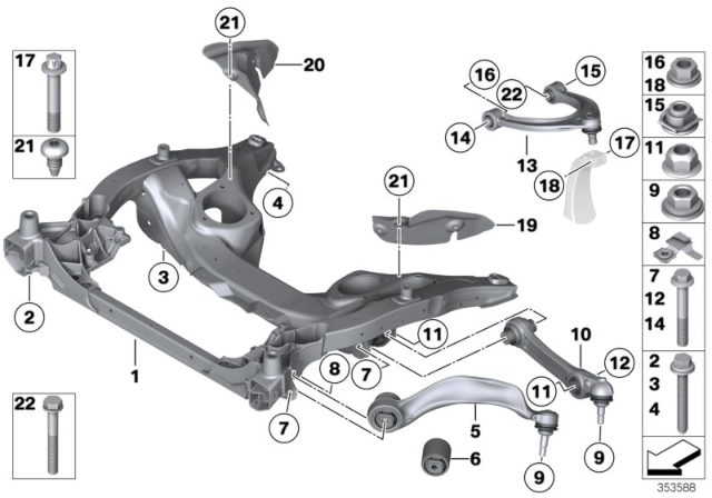 2015 BMW 740i Front Axle Support, Wishbone / Tension Strut Diagram