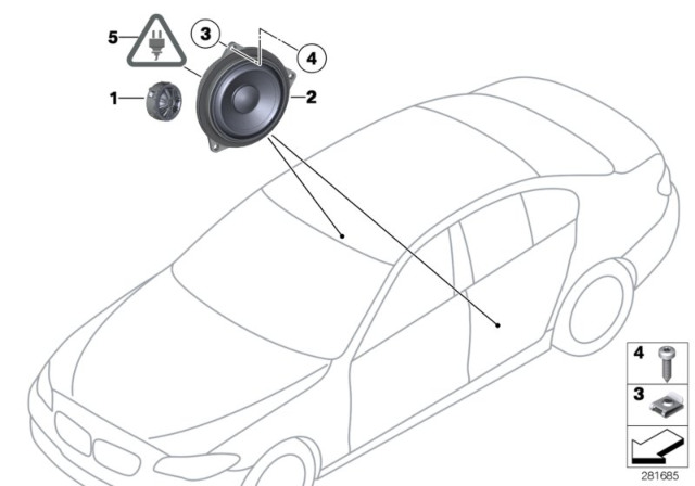2015 BMW 528i xDrive Top-Hifi Mid-Range Loudspeaker Diagram for 65139368386