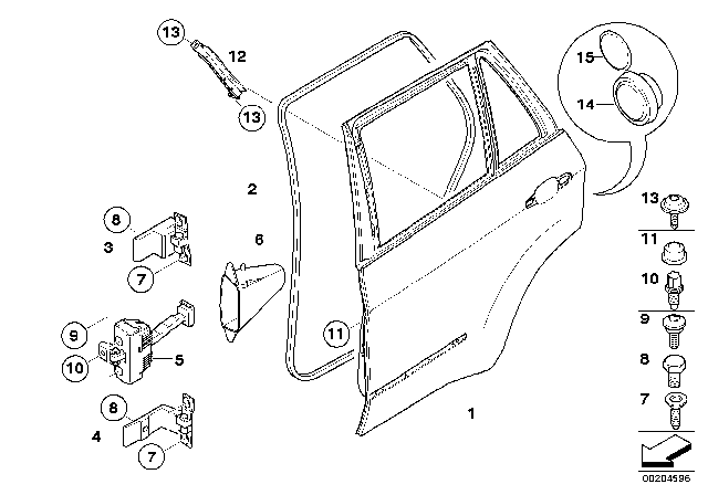 2010 BMW X5 Hinge, Rear Door, Lower, Right Diagram for 41527201302