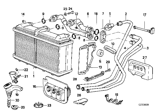 1992 BMW 735i Radiator, Automatic Air Conditioning / Microfilter Diagram