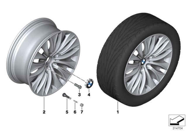 2013 BMW 750Li Disc Wheel, Light Alloy, Bright-Turned Diagram for 36116857676