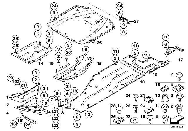 2006 BMW 760i Underfloor Coating Center Diagram for 51717002379